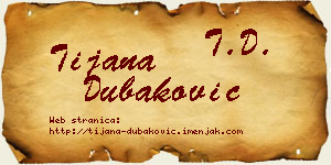 Tijana Dubaković vizit kartica